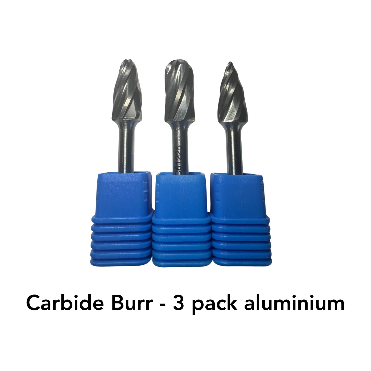 Aluminium burr 3-pack set for soft metals – tree and cylinder shapes
